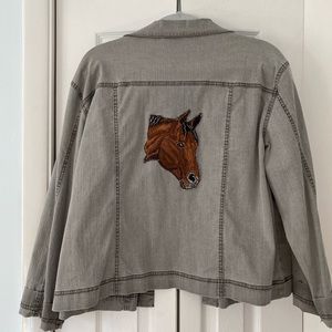 Chico’s denim jacket with custom appliqué XL